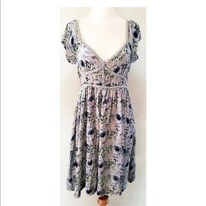 FREE PEOPLE VELVET DRESS LACE TRIM